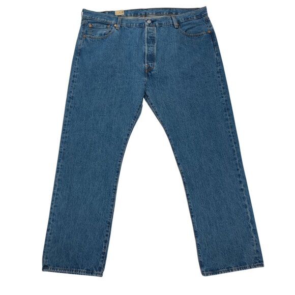 Levis 501 Original Fit Button-Fly Blue Jeans Mens W44 L32 Cotton Denim Classic. - Picture 1 of 7